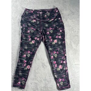 ZELOS Curvy Floral Stripe Leggings Activewear Pants 2X Made in El Salvador